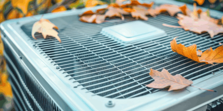 An air conditioner is getting covered in autumn leaves. Take advantage of September's BOGO deal to get a bonus 10% off an AC cover to protect your equipment.